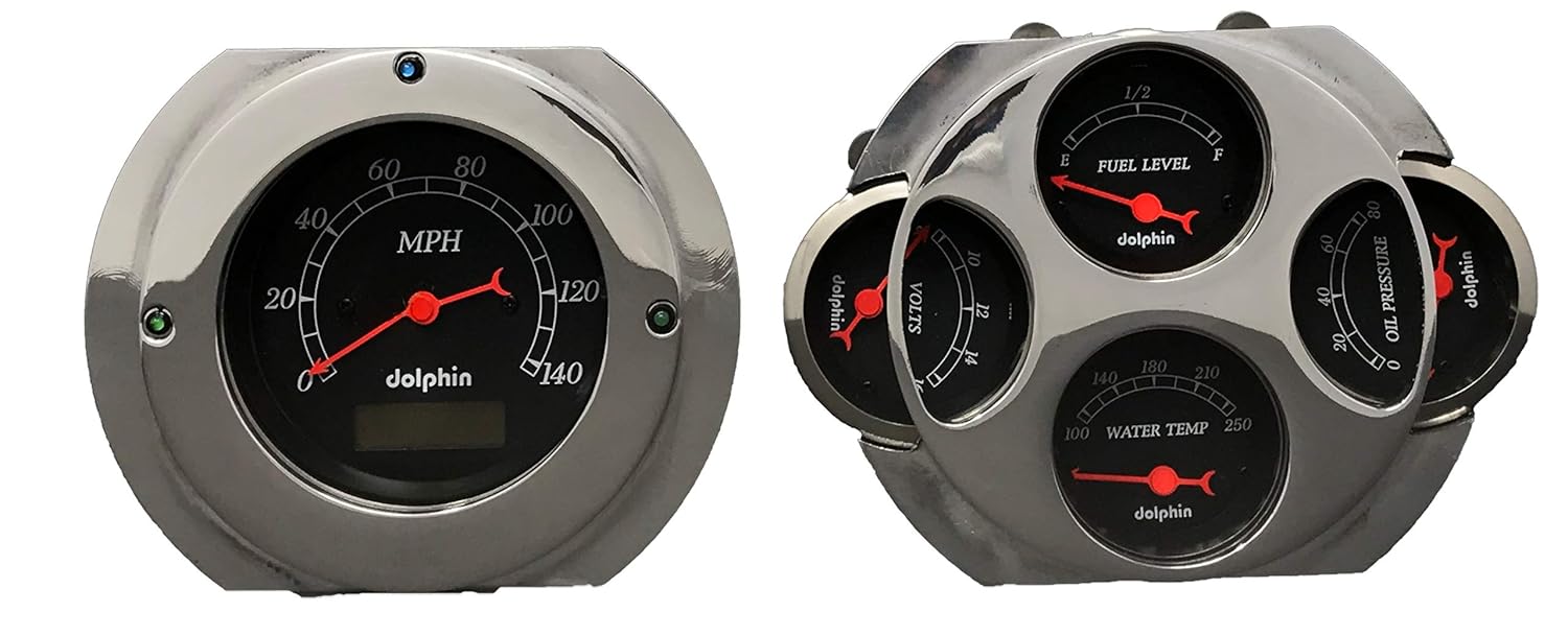 Dolphin Gauges 1951 1952 Ford Truck 5 Gauge Dash Cluster Rear Mount Panel Programmable Black