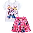 Princess Peach Cosplay Costume Girls Kids Cartoon Short Sleeve Tutu Skirt Dance Dress 2Pcs Outfit Top Tee