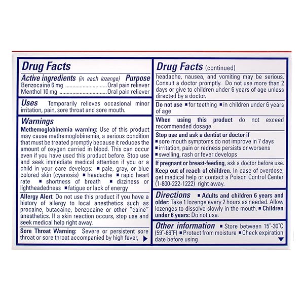 CHLORASEPTIC SORE THROAT LOZENGES, CHERRY, 18 CT