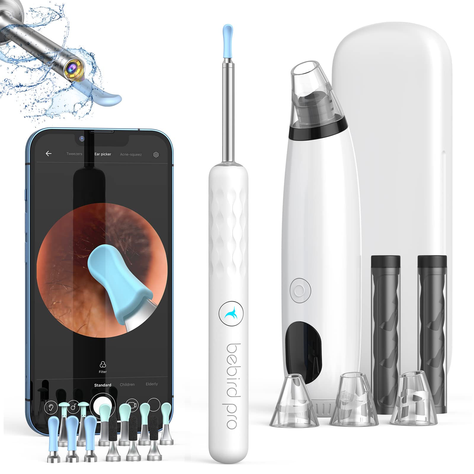 Bebird Pro Ear Wax Removal Tool with 1440P HD Camera and 6 LED Lights, Free with Deep Cleaning Blackhead Remover, Ear Cleaner for Smaller Ears,FDA Ear Wax Removal Kit for iOS,Android Phones