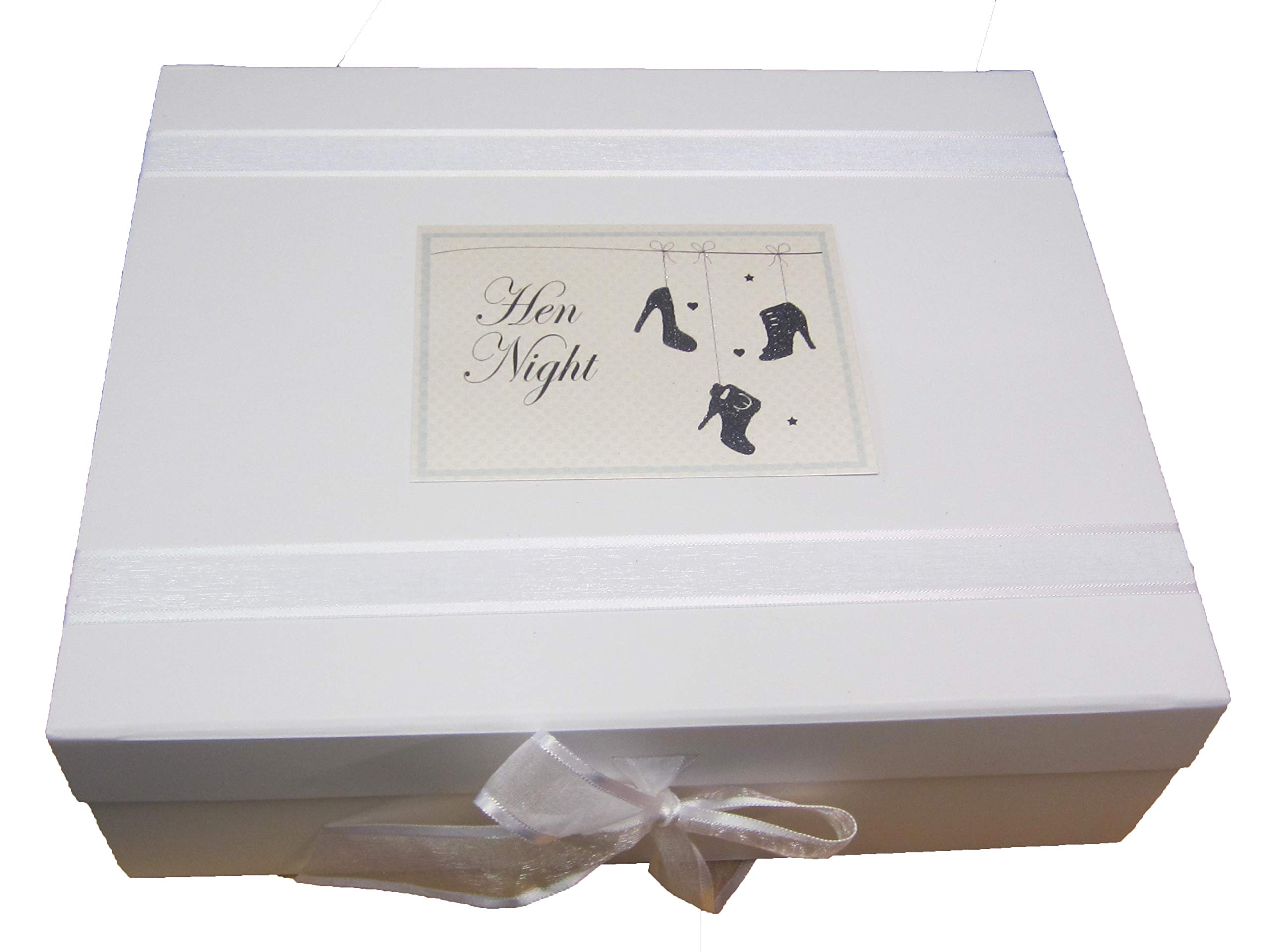 White Cotton Cards "Hen Night" Sparkling Black Heels Hen Party Large Keepsake Box (HHS2X)
