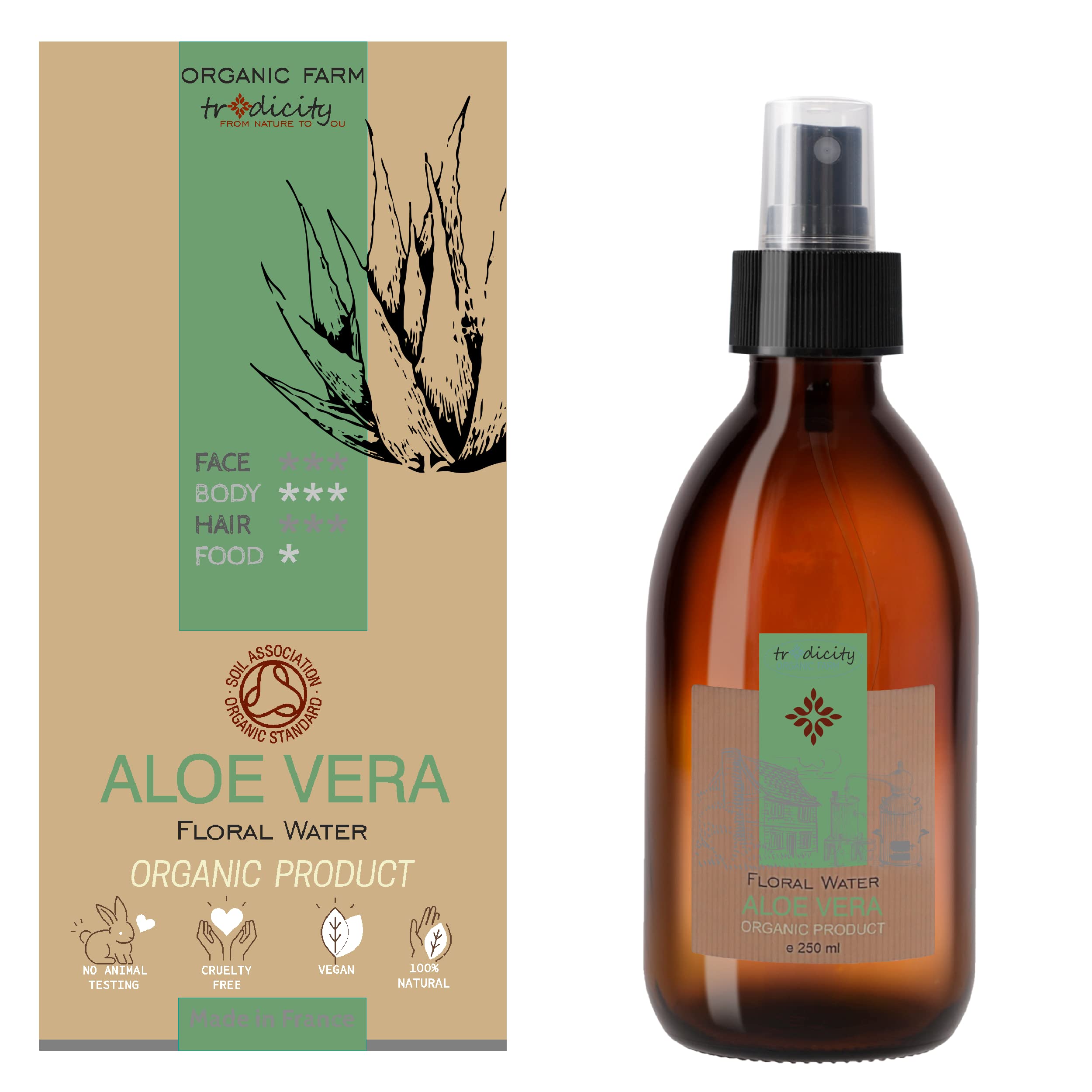 Aloe Vera Spray - Hydrating Aloe Vera - Hair Spray, Face moisturiser, Body Spray, Aftersun Spray, After Shave, Hair Protection Spray, Natural Skin Care - Bottle Spray 250ml 8 fl oz