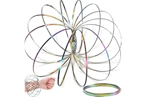 JISHI Flow Ring Fidget Spinner Sensory Toys for Kids Stocking Stuffers, Birthday Gifts for Men Women, 3D Spinning Bracelet Magic Arm Spring Spiral for Kids Ages 3-5-7 4-8-12 Year Old Boys Girls Teens Adults