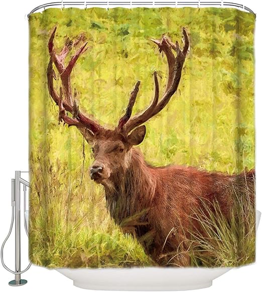 Amazon Com Z L Home Deer Antlers On Meadow Shower Curtains For