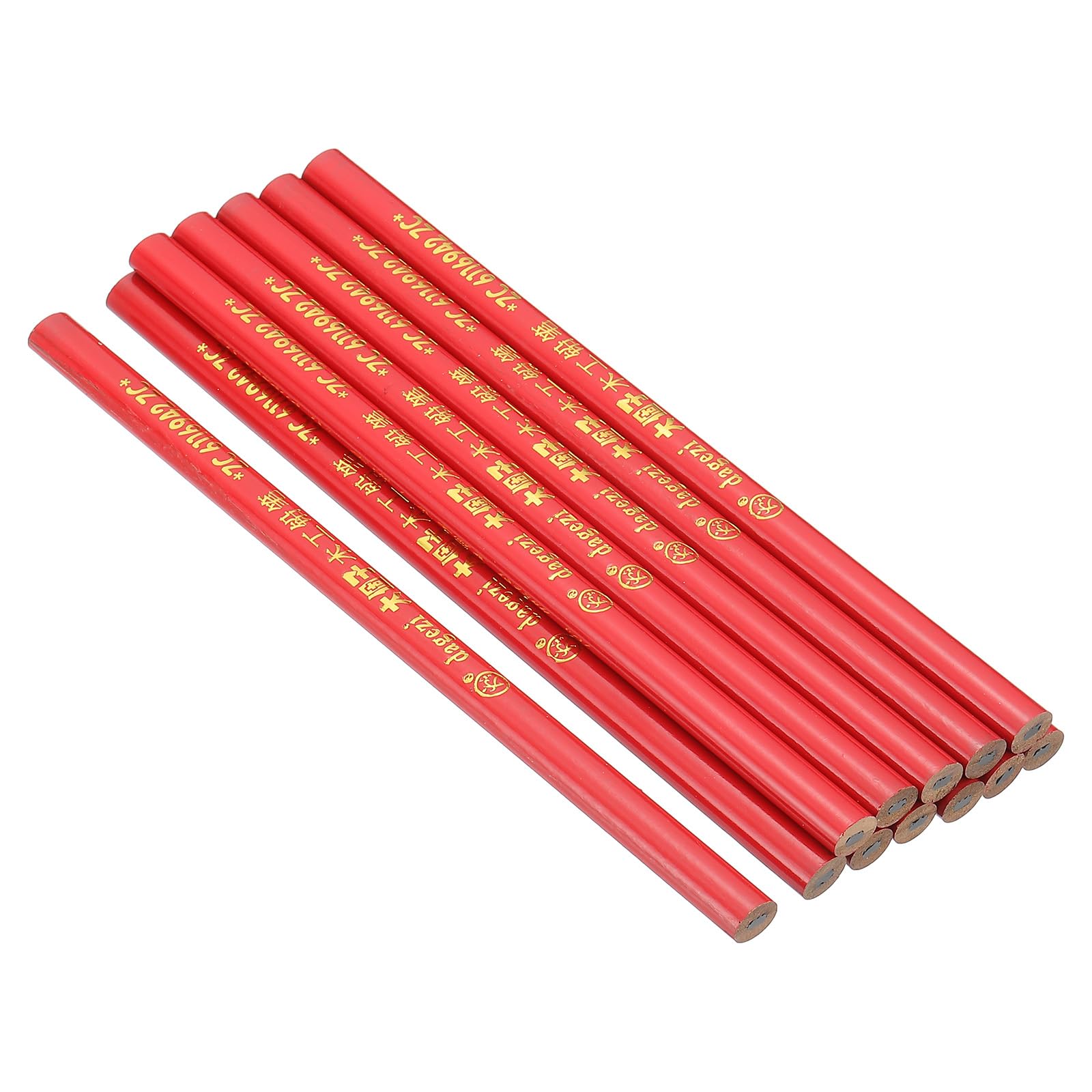 PATIKIL Carpenter Pencils, 12 Pcs Flat Oval Hard Construction Pencils Industrial Pencil Lumber Pencil with Black Ink for Woodworking Marking and Concrete Marking, Red