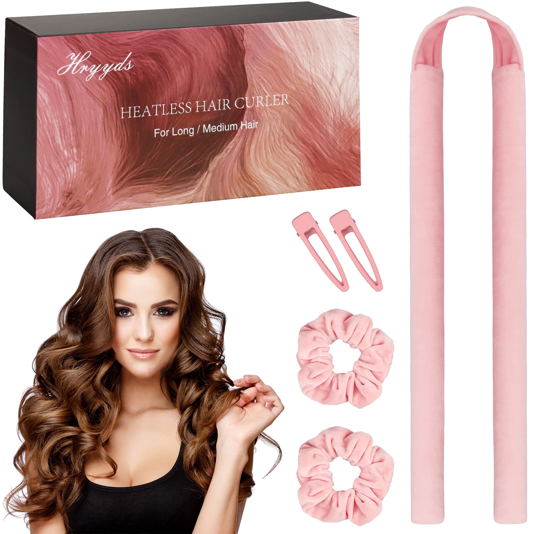 Photo 1 of HRYYDS Upgraded Heatless Hair Curler, with Gift Box, Velvet Heatless Curls Headband ?- No Smell, Hair Curlers to Sleep in, Heatless Hair Curlers for Long Hair and Medium Hair (Pink)