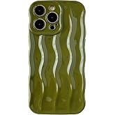 Caseative for iPhone 16 Pro Case, Green | Water Ripple Pattern Curly Wave Frame Soft