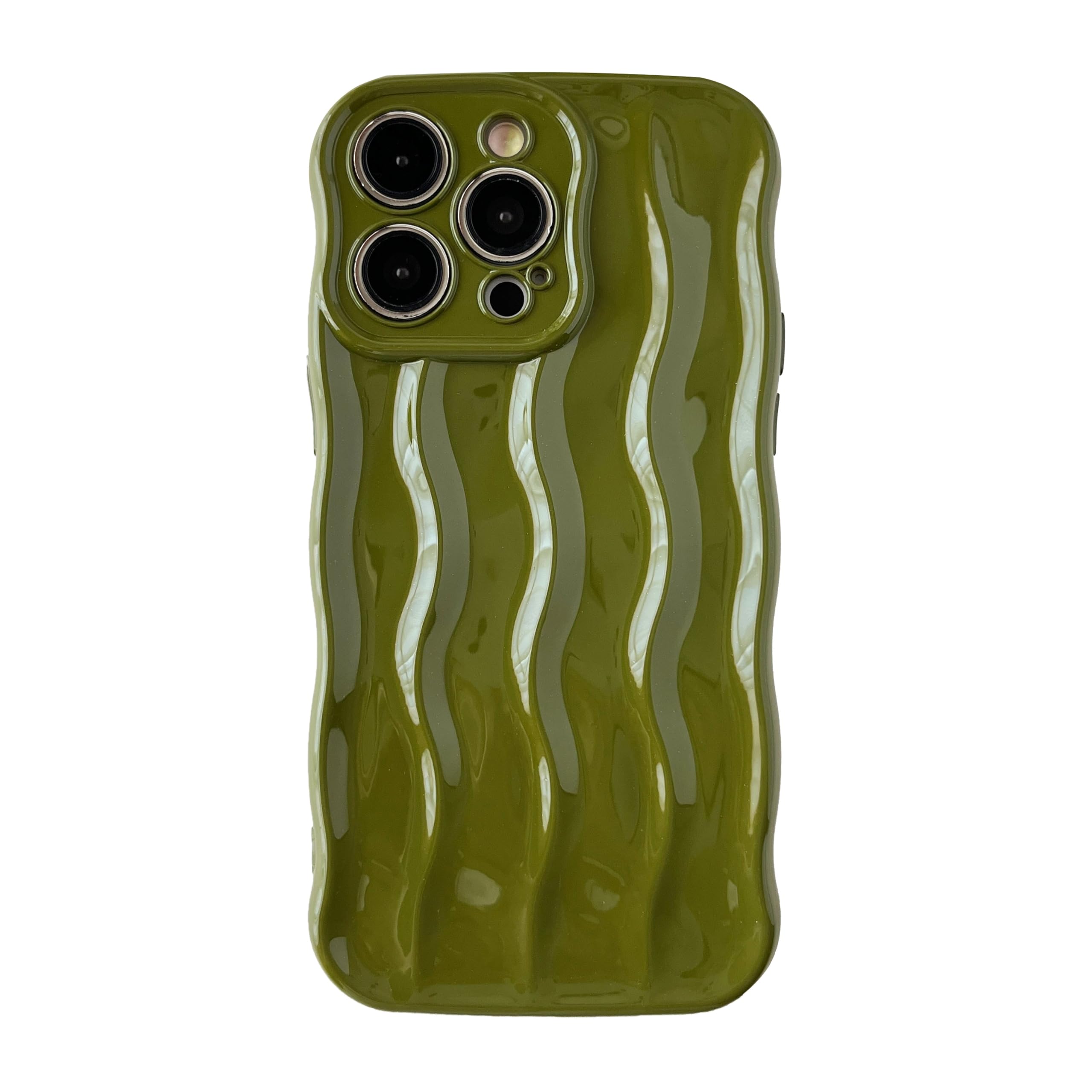 Photo 1 of Caseative for iPhone 16 Pro Max Case,Water Ripple Pattern Curly Wave Frame Soft Phone Case (Green)