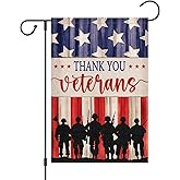 Louise Maelys Thank You Veterans Garden Flag 12x18 Inch Double Sided Stars and Stripes Small Burlap Yard Sign Outside Outdoor House Decor