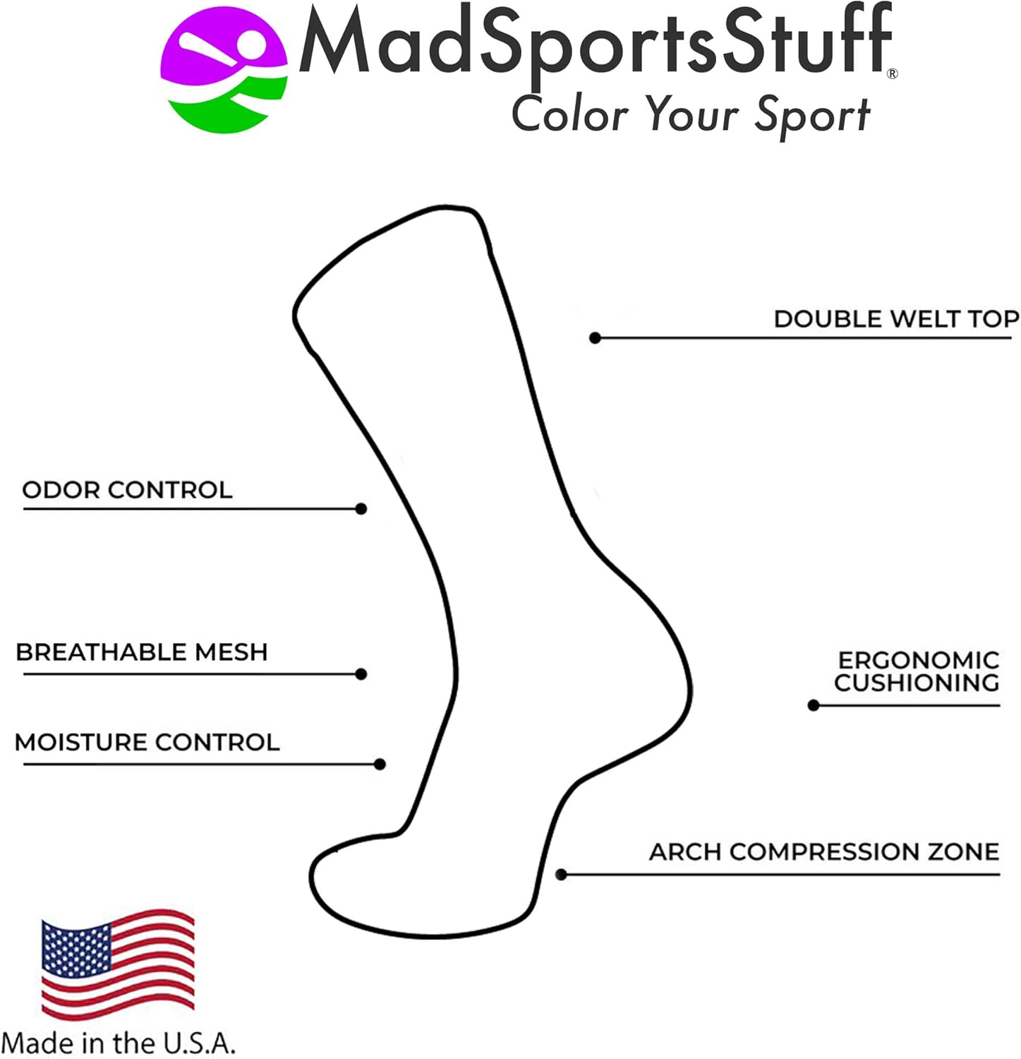MadSportsStuff Basketball Logo Athletic Crew Socks, Medium - Black/Scarlet : Clothing