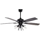 Parrot Uncle 24.2 In Indoor Bronze Gold Farmhouse Rattan Chandelier Ceiling Fan With Light Kit And Remote Control A556606CA110V-206402