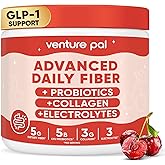 Venture Pal 6-in-1 Fiber Powder Supplement – GLP-1, Gut & Digestive Support with Acacia Fiber, Prebiotic & Probiotics, Collagen & Electrolytes, No Bloat or Constipation, Sugar Free, Non-GMO