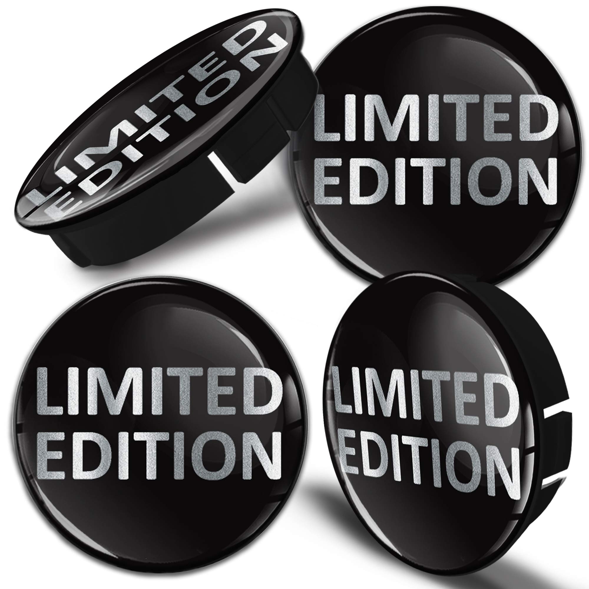 SkinoEu® 4 x 60mm 3D Gel Car Wheel Centre Universal Rims Hub Center Caps Vehicle Auto Tuning Emblem Limited Edition Silver C 66