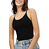 Artdear Womens Scoop Neck Camisole - Double Lined Tank Top Spaghetti Strap Short Crop Top Air Touch Fabric