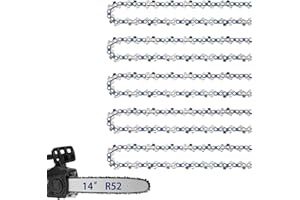 JINFFR 5 Pack 14 Inch Chainsaw Chain 3/8" LP Pitch .043" Gauge 52 Drive Links, 14" Replacement Chains Fit for EGO CS1400/1401, Worx WG384, Makita XCU08, Milwaukee, Kobalt, Ryobi, R52