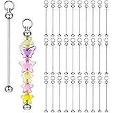 30pcs Blank Beadable Keychain Bars Bulk Metal DIY Focal Bead Key Chain Bar Charms Making Supplies Beadable Keychain Bars Accessories for Pendant DIY Crafts Jewelry Making, Easy to Detachable