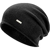 HAMUNI 100% Wool Slouchy Beanie, Warm Beanie Hats for Women Breathable Knitting Skull Beanies Cap for Spring Fall Winter