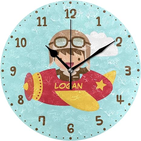 Amazon Co Jp 壁掛け時計 掛け時計 超可愛い壁掛け時計 子供部屋飾り ジェネリック家具 おしゃれ 静音 かわいい飛行士の男の子の飛行機は部屋の装飾をからかいます Home Kitchen