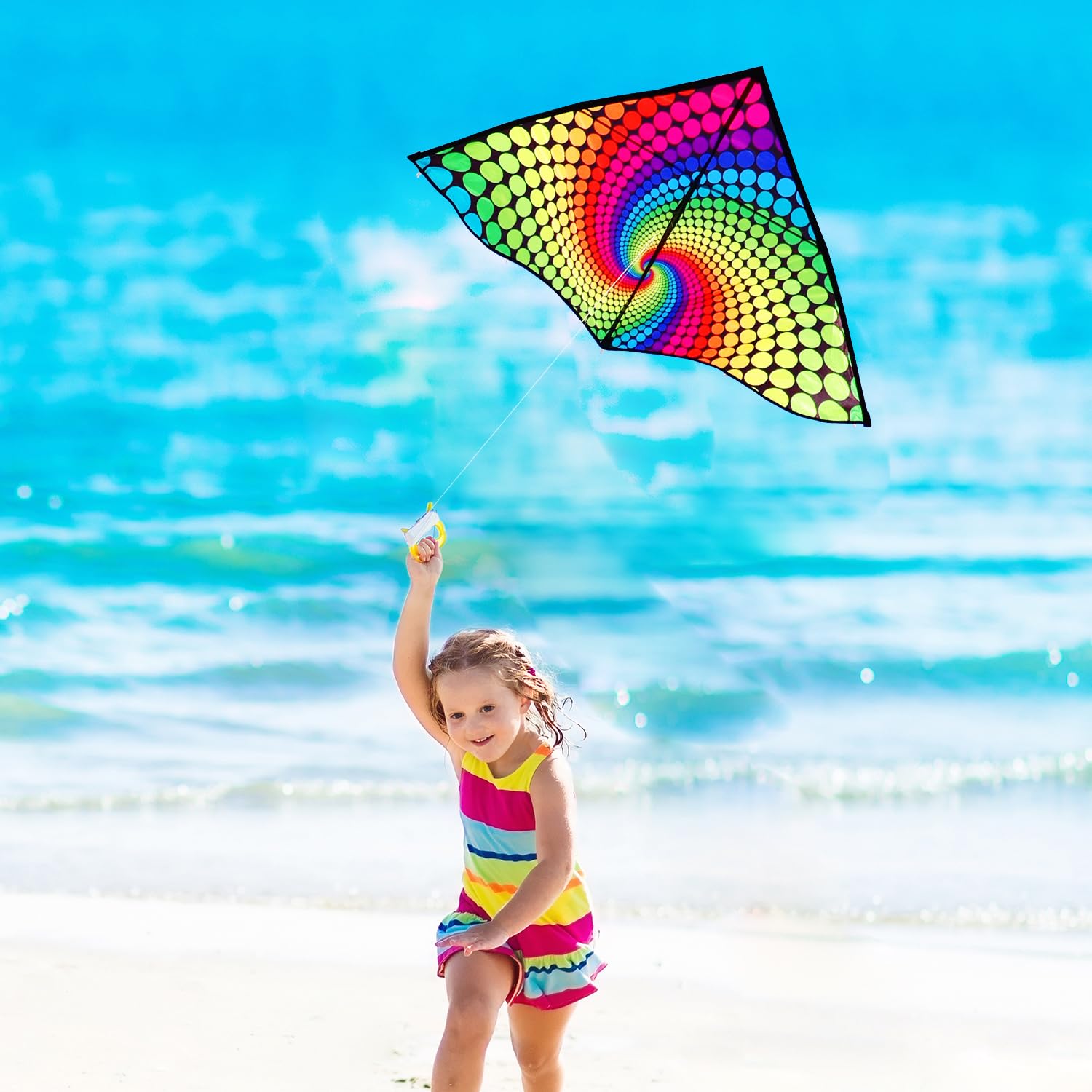 Xida Kites for Kids Ages 4-8, Large Kite for Adults, Easy to Fly Beach Kites with Handle and String,Perfect for Beginners,Beach,and Outdoor Flying Fun