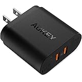 Quick Charge 3.0, AUKEY USB Wall Charger & Dual Ports, Compatible with Samsung Galaxy S9 / S8 / Note8, LG G6 / V30, HTC 10, iPhone 11 Pro/Max/11, and More