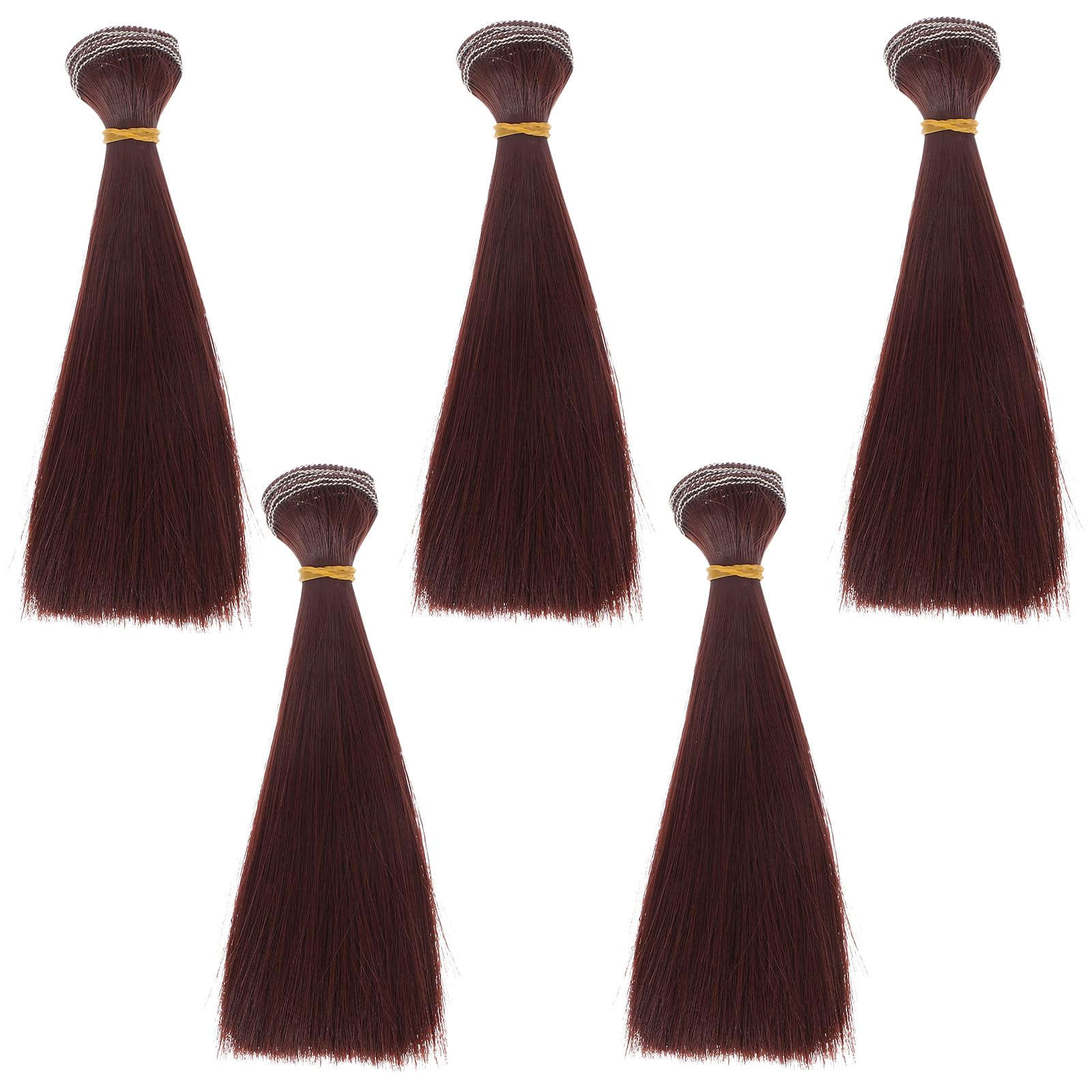 Artibetter American Dolls 5 Pcs Doll Making Wig Heat Resistant Straight Hair Handcraft Hair Weft Extensions for DIY BJD//The/Doll Craft (Red Brown 15cm) Hair Extensions