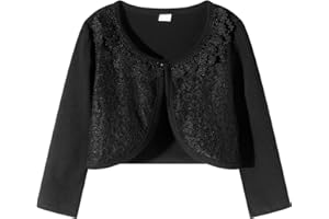 LUCKYGAL White Cardigan for Girls Shrug Sweaters Kids Lace Bolero for Party First Communion