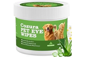 Cozura Pet Eye Wipes for Dogs & Cats – 100 Count | Gently Dog Eye Wipes Removes Tear Stains, Eye Discharge, Crust, Dirt & Odor | Soft Hypoallergenic Pads for Eyes, Wrinkles & Facial Folds