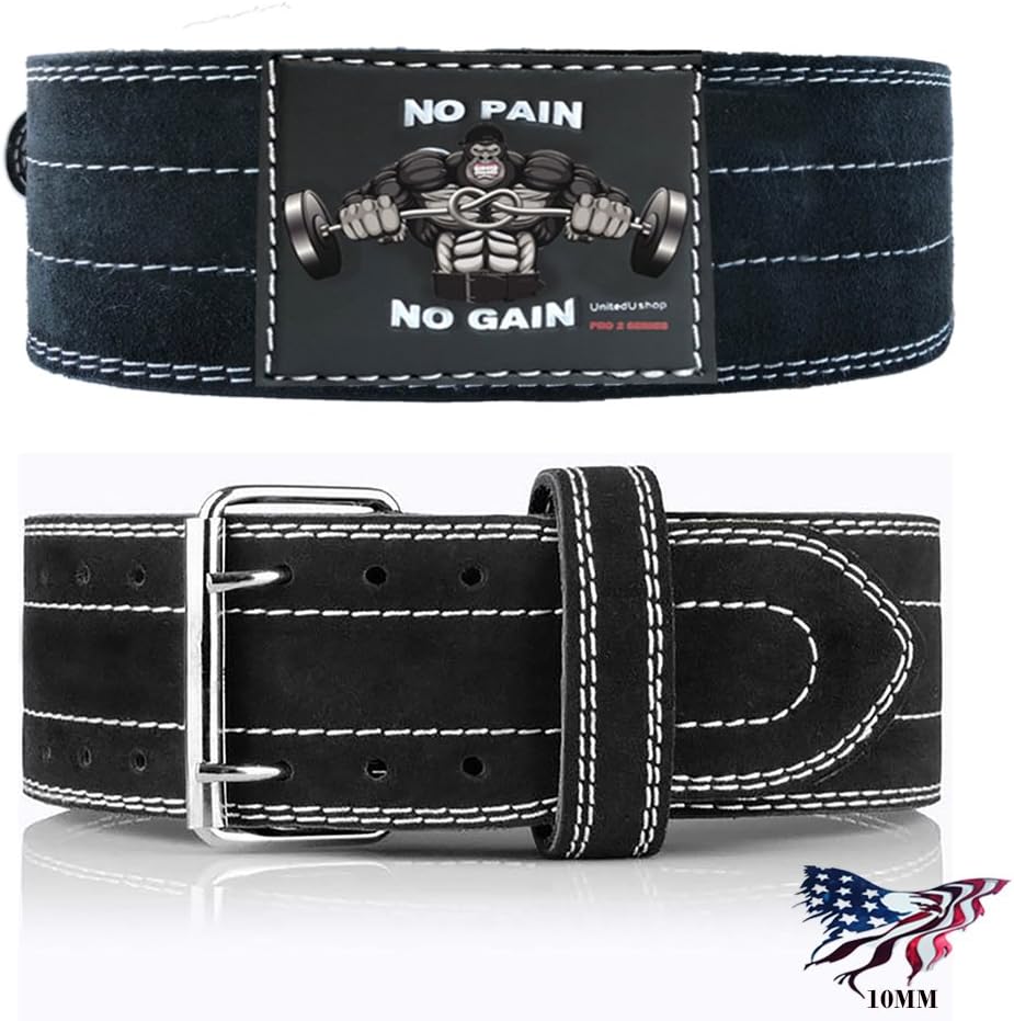 UnitedUshop Heavy Duty 10MM Gym Powerlifting Squat Belt for Men and Women | 4 inch Genuine Leather - Tested and Designed in USA