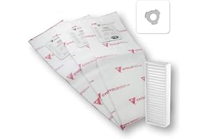 CYCLOVAC | High Efficiency Heavy Duty Central Vacuum Electrostatic Bags (Set of 3) | 1 Carbon Dust filter included | 5 gal/22