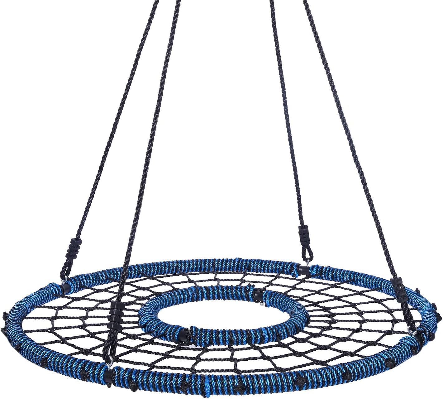Mertonzo Spider Web Tree Swing with Open Center, 40'' Kids Spinner Swing for Indoor/Outdoor Swingset Backyard Playground Playroom, 600 Pound Capacity, Accessories Included