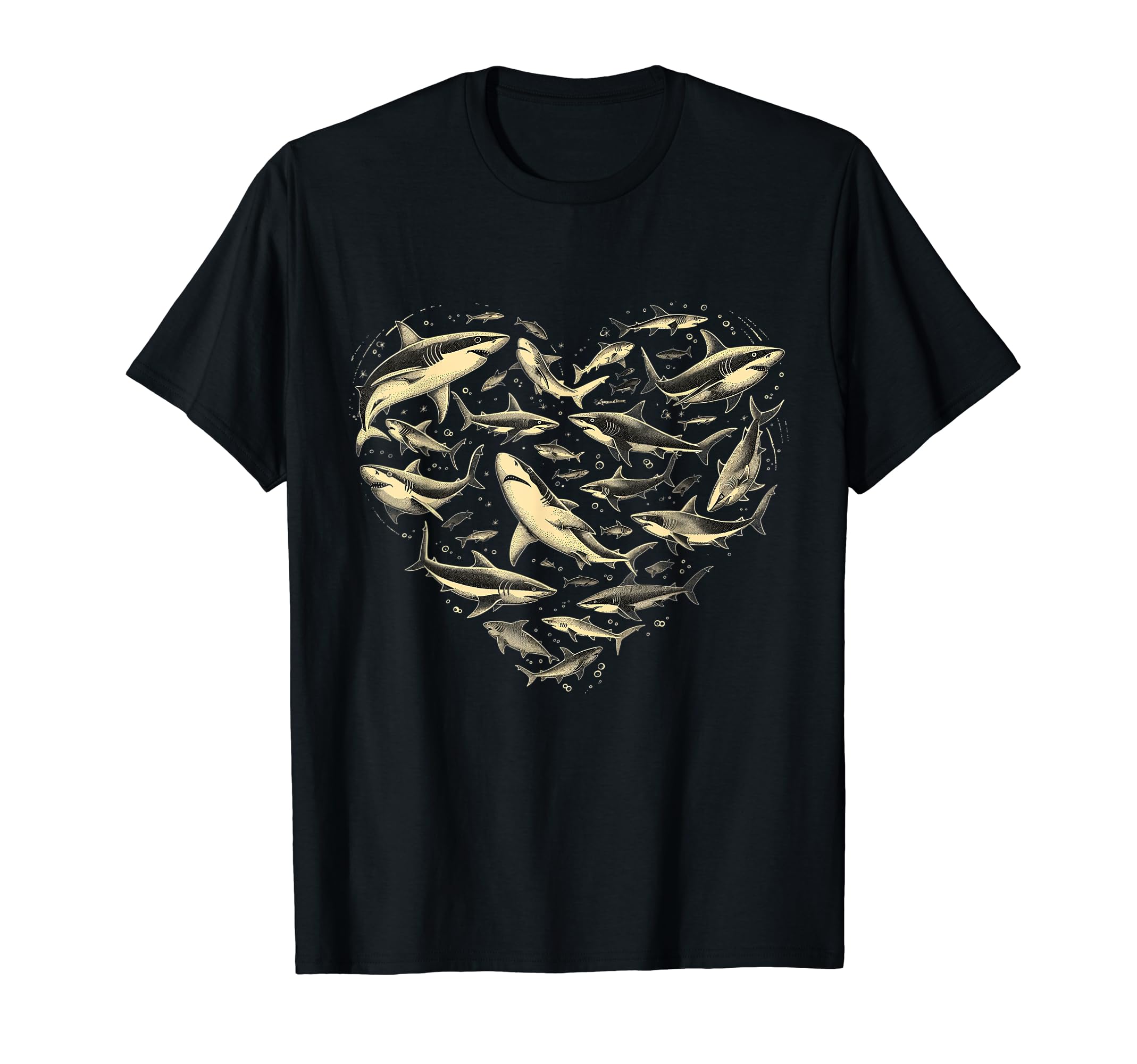 Photo 1 of ** UNKNOWN SIZE***Vintage Shark Silhouette Hammerhead Shark Tiger Shark Heart T-Shirt