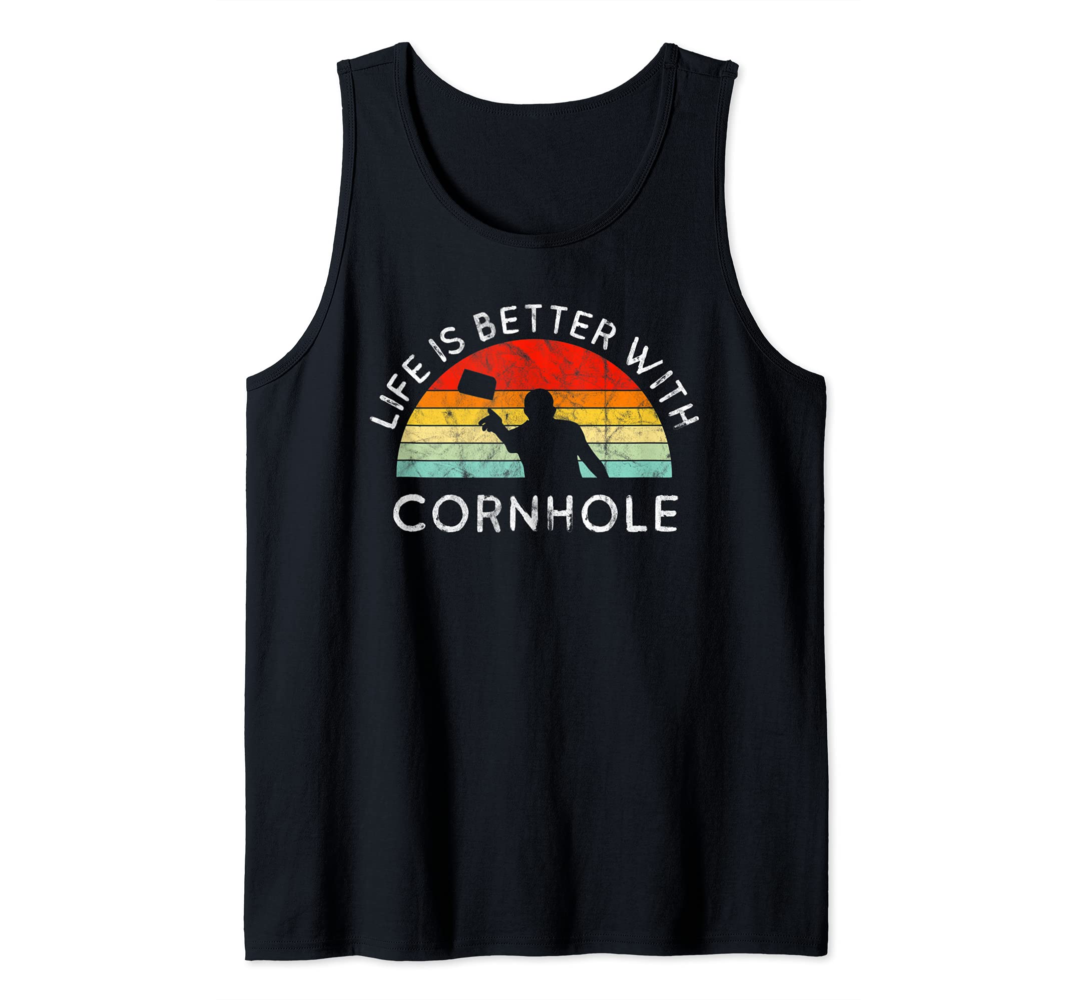 Life Is Better Cornhole Vintage Retro Team Tournament Tank Top