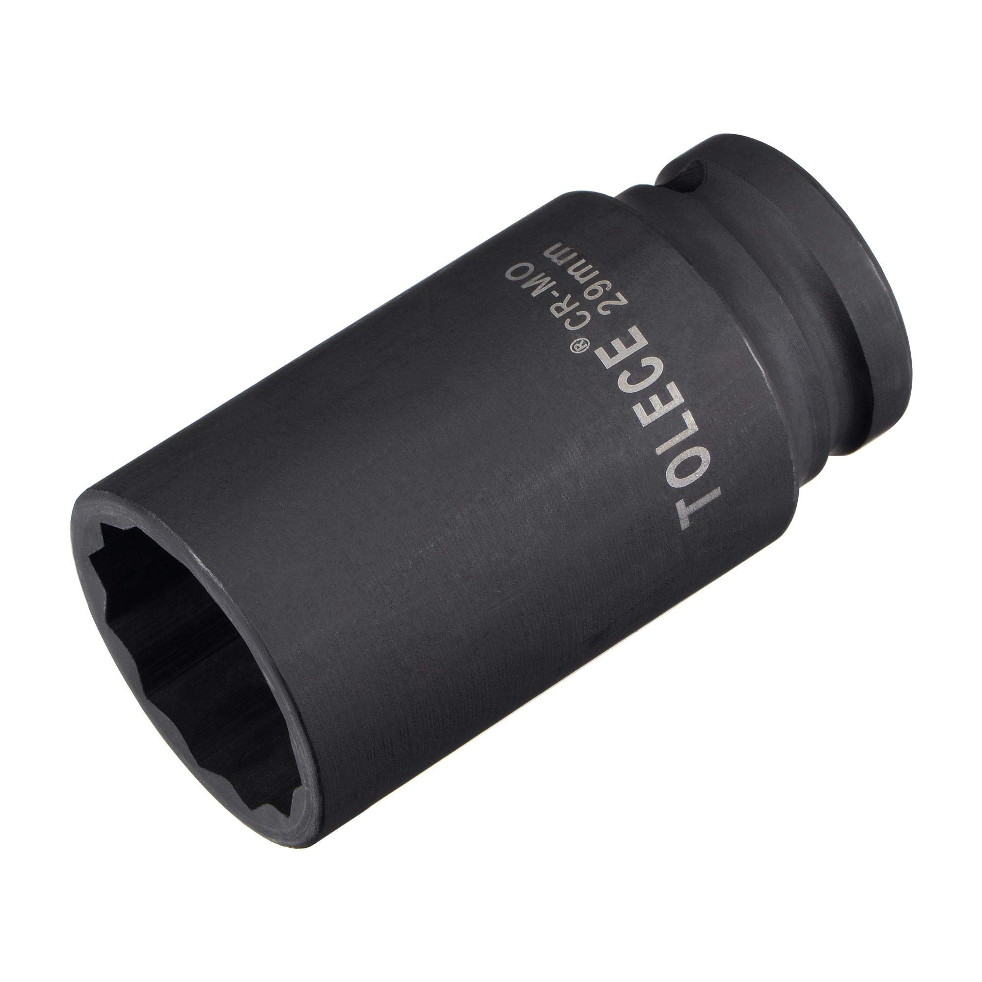 sourcing map 1/2-Inch Drive 29mm 12-Point Deep Impact Socket, CR-MO Steel 78mm Length, Metric Sizes