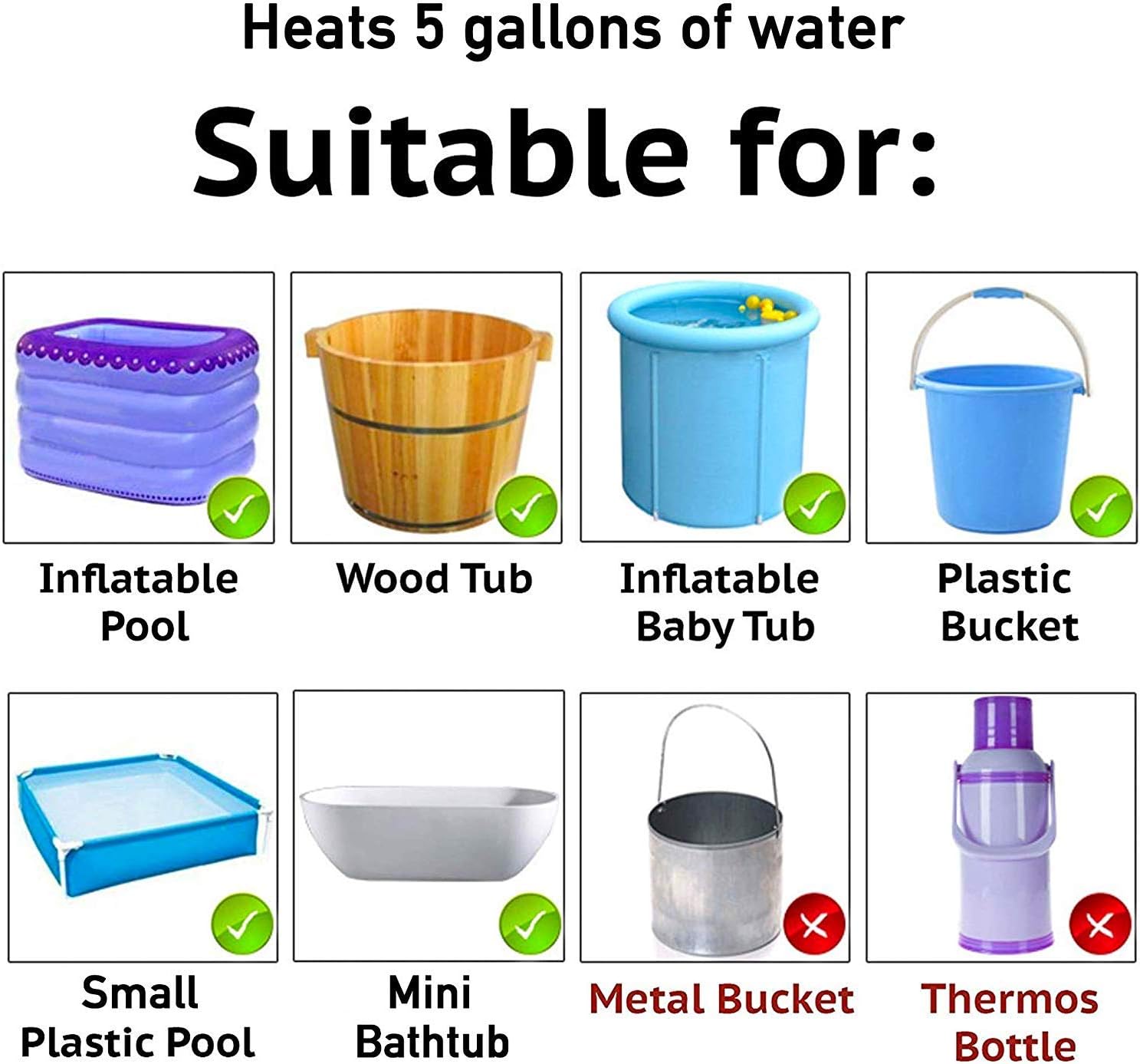 CalPalmy Pink Immersion Water Heater | Floating Stainless Steel Electric Heater Boiler Heats 5 Gallons of Water in Minutes | Great for Small Bath Tub/Inflatable Swimming Pool - U.S Version : Garden & Outdoor