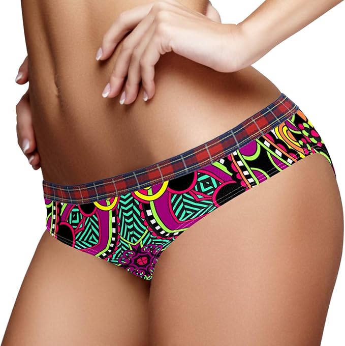 Bennigiry Mandala Ornamental Floral Paisley Print Panty Underwear for
