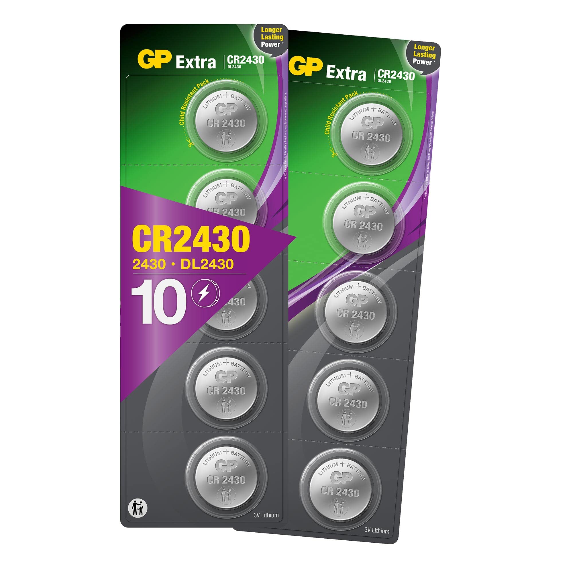CR2430 Battery 3V Lithium Pack of 10 Batteries by GP Batteries Type CR2430 Cell Size Super Alkaline Extra Batteries ideal for: Toys/Radio's/Garden equipment
