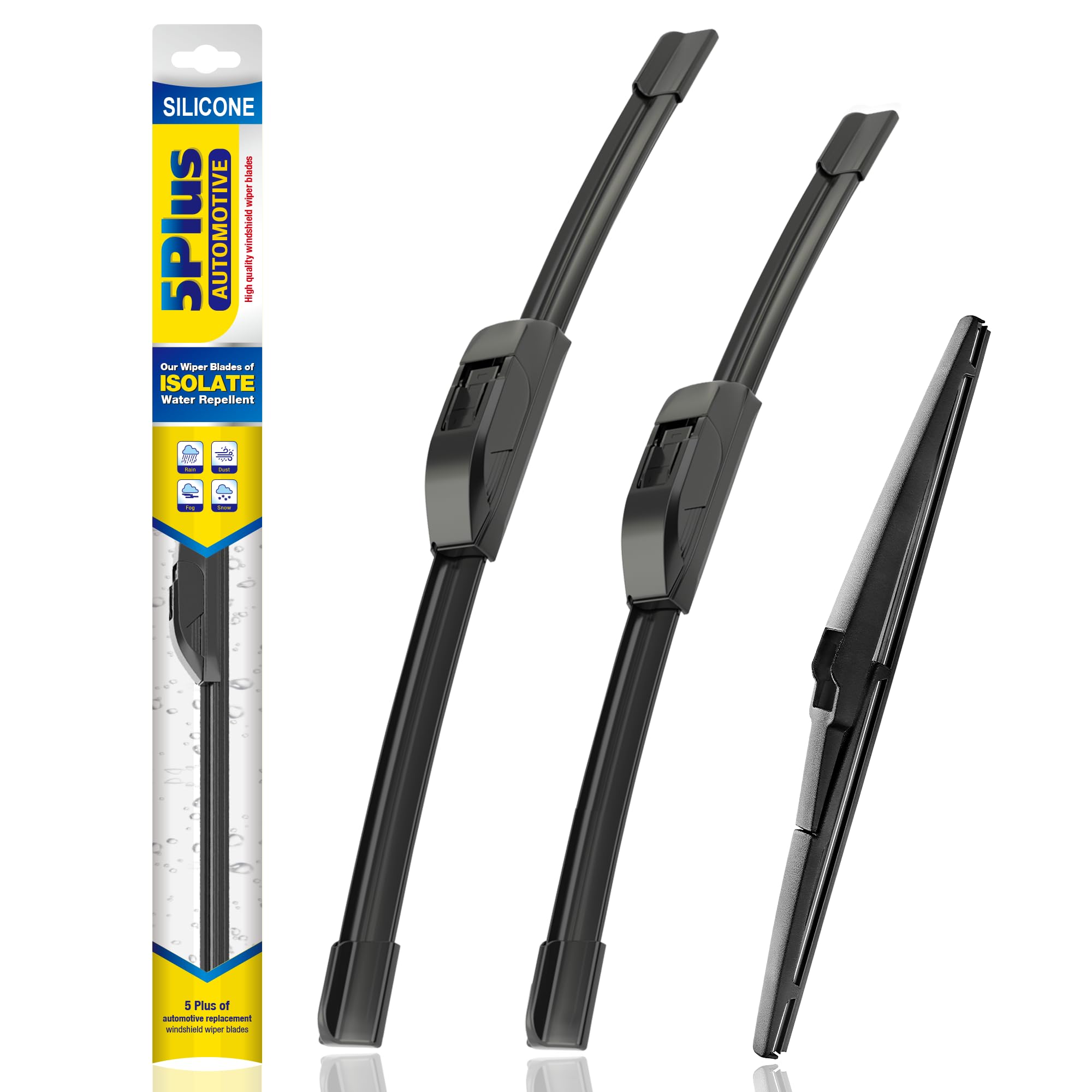 Photo 1 of 5 PLUS® Silicone Windshield Wipers Replacement for 2001-2007 Toyota Highlander, 2001-2005 Toyota Rav4 Wiper Blades(Set of 3),Automotive Replacement Windshield Wiper Blades For My Car-22"/19"/12"