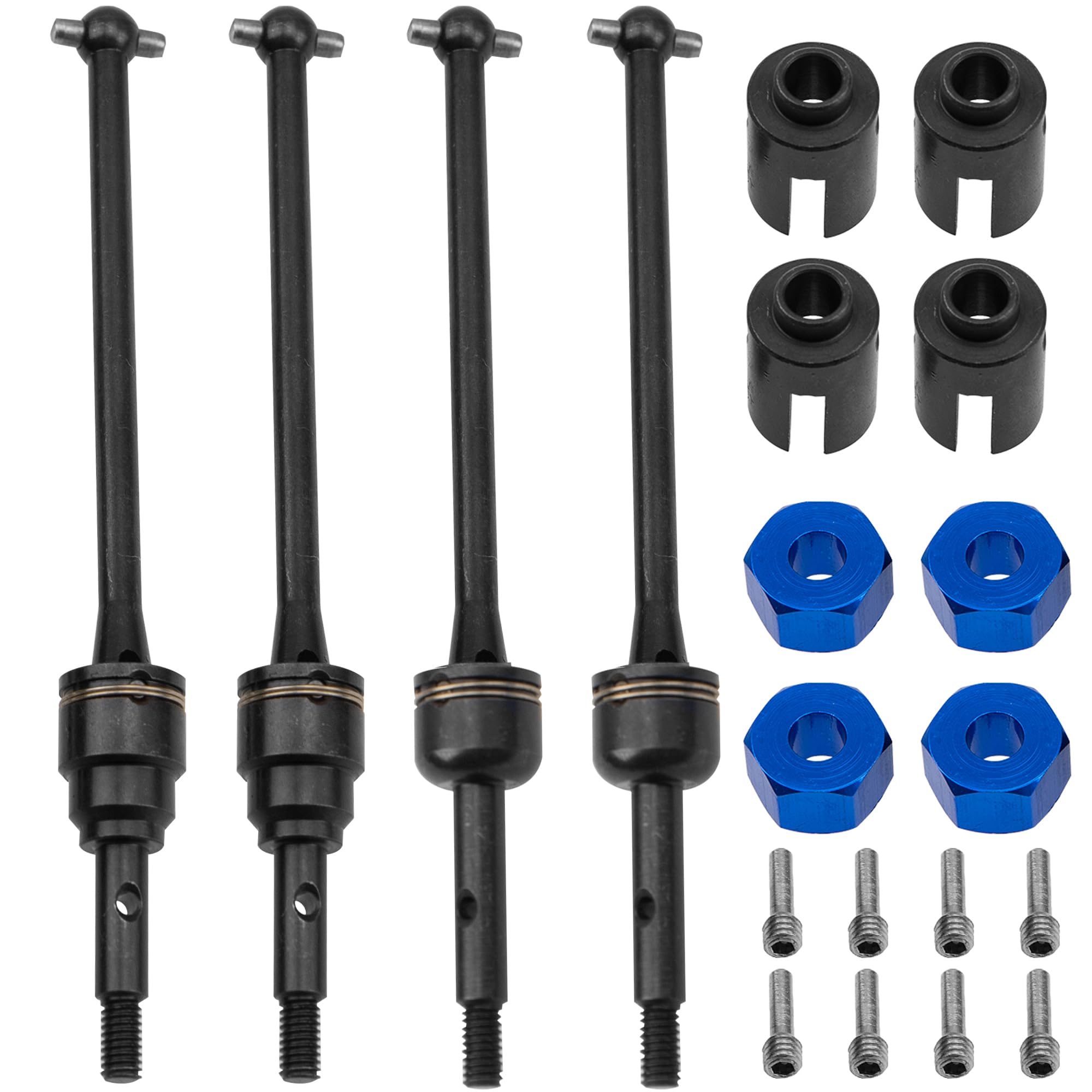 Photo 1 of 2Pairs Vgoohobby Steel Front Rear Drive Shaft CVD Driveshaft Compatible with 1/10 Traxxas Slash Rustler Stampede Hoss VXL 4X4 2WD RC Car
