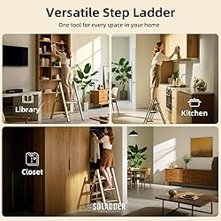 SOLADDER 3 Step Ladder, Anti-Slip and Lightweight