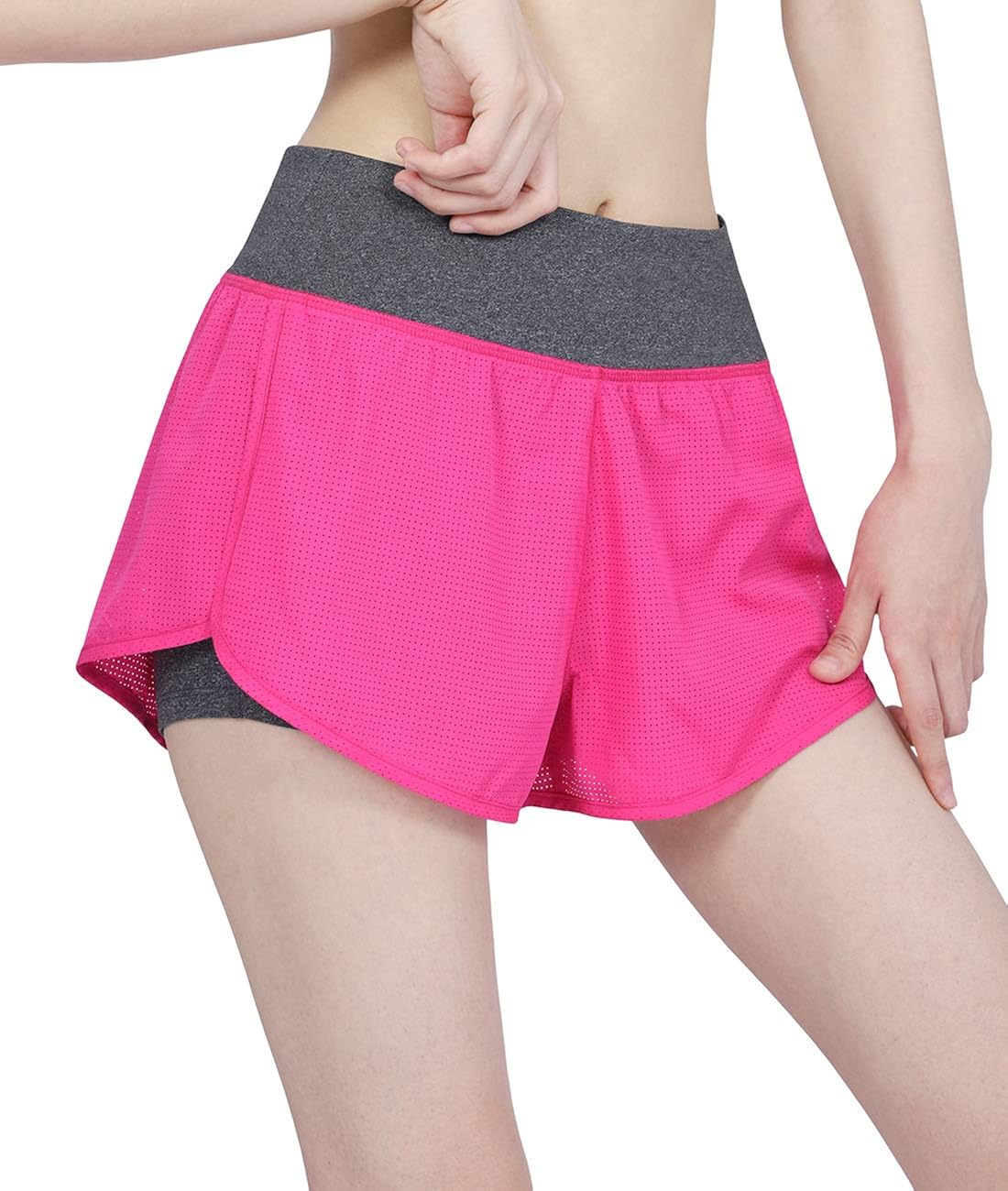 DISHANG Women's Compression 2-in-1 Running Shorts Double Layer Back Zip Pocket New at  Women’s Clothing store