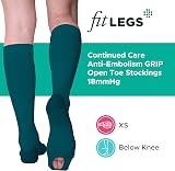 FITLEGS Open-Toe Compression Stocking 18mmHg Below Knee Extra Large Teal view 3