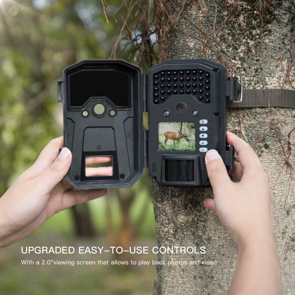 APEMAN Trail Camera 20MP 1080P Wildlife Camera, Night Detection Game Camera with No Glow 940nm IR LEDs, Time Lapse, Timer, IP66 Waterproof Design: Camera & Photo