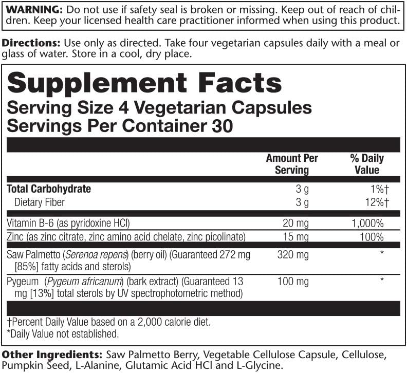 Solaray Pygeum and Saw Palmetto Berry Extracts | Mens Health & Prostate Function Support | Zinc, B-6, Pumpkin Seed & Amino Acids | 240 VegCaps: Health & Personal Care
