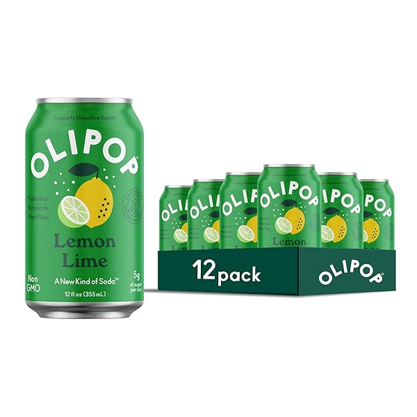 OLIPOP PREBIOTIC SODA POP, LEMON LIME, PANTRY PACK...