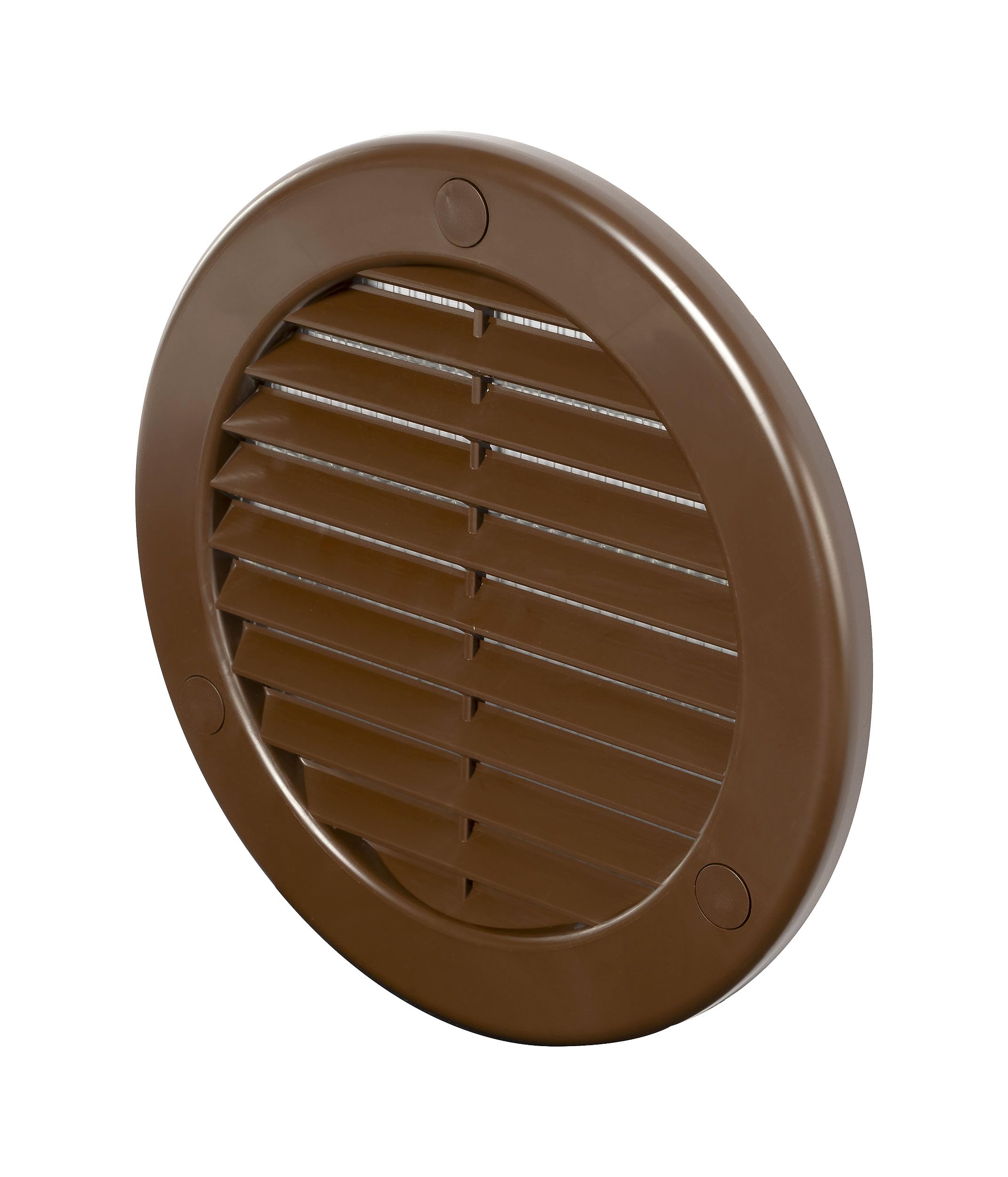 Awenta Plastic Air Vent Grille Cover 100 mm 4 inch, Brown with Insect Grid Fly Net, Screw Hole Covers for Better Look