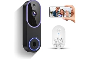 KyraNexo Smart 1080p Video Doorbell Camera with Doorbell Receiver, Live View, AI Human Detection, 2-Way Audio, Night Vision, Cloud Storage (Sold Separately), 2.4G WiFi