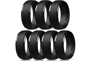 Egnaro Inner Arc Ergonomic Breathable Design, Silicone Rings Mens with Half Sizes, 1/4/5/6/7 Rubber Wedding Bands, 10mm Wide-2.5mm Thick