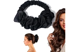 Luckybear Overnight Blowout Heatless Curling Scrunchie, Satin Heatless Hair Curler Rod to Sleep in and Daily Outdoor, No Heat Hair Bun Maker Donuts Curls Headband Soft Sleep Hair Roller - Black