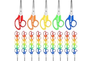 eggigi 50Pcs Blunt Tip Safety Scissors Bulk 5 Inch - Multi-Purpose School Craft Supplies for Classroom Teacher Student, Left 