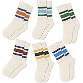 SEEKSOCK Crew Socks for Women Striped Retro Calf Colorful Cotton Slouch Scrunch Socks